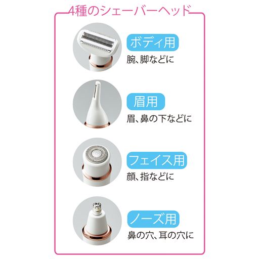 4種のシェーバーヘッド