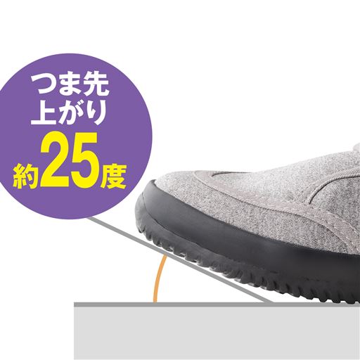 約25度のつま先上がりで、つまずきにくい。