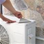 貼るだけ簡単! 室外機に合わせてカットできるからぴったり貼れる! シールだから強風でもはがれない!