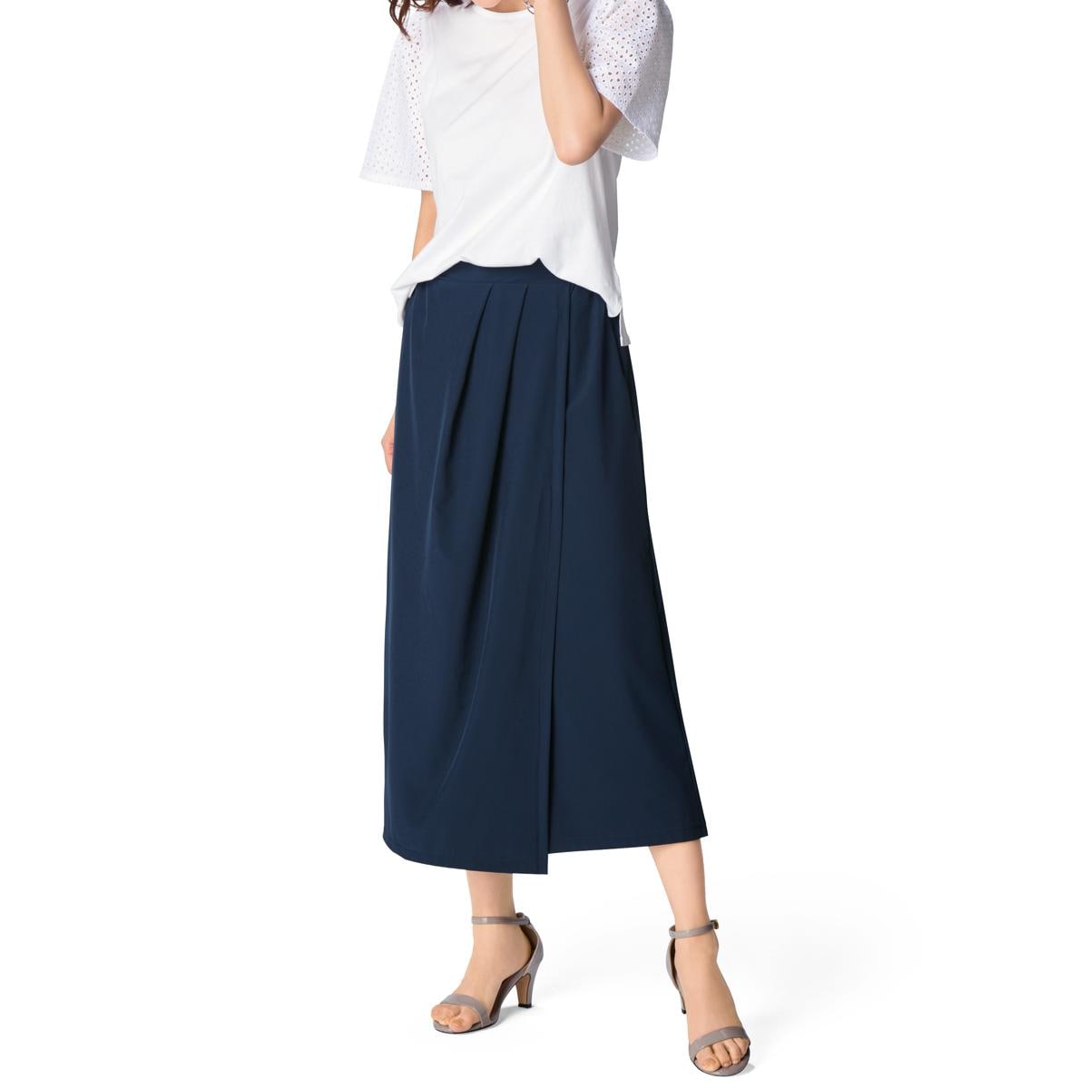 さら軽ストレッチラップ風キュロットパンツ(日本製・UVカット・接触冷