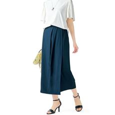 さら軽ストレッチラップ風キュロットパンツ(日本製・UVカット・接触冷感・吸汗速乾・シワになりにくい・節電対策)