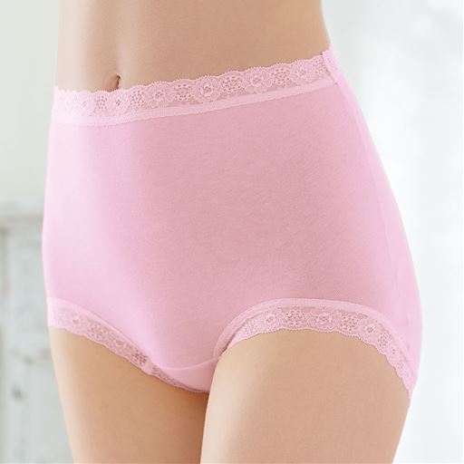 【Toratani&reg;】お腹もすっぽり包み込むはき込み丈深め・同色2枚組 ピンク 着用例