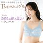 「かゆい」「痛い」に応えて生まれたアンダー大きめさんのTシャツみたいなブラ&reg綿混メッシュタイプ(ノンワイヤー) <br>アクアブルー着用例