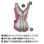 (3)裏当て付きの大きなダイヤ型縮小パターンでサイドのお肉をギュッとシェイプ。(6)幅広ストラップでくい込みにくくラク。(7)折り返し仕様で段差ができにくい。(8)裏当てでお尻を持ち上げ美尻をメイク。