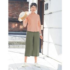楊柳素材のさら軽クロップドワイドパンツ