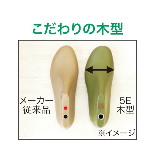こだわりの木型<br>親指の付け根部分をふくらませた特別設計の木型を採用。