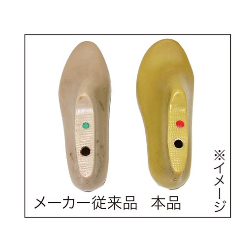 圧迫感を緩和 親指と小指部分にふくらみを持たせた靴型。