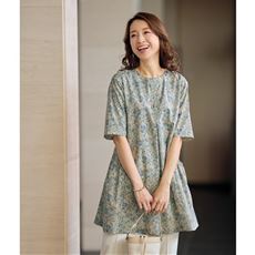 【日本製】花柄タックフレアチュニック