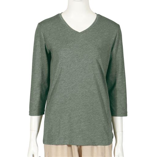 シンプルVネックTシャツ(7分袖)(洗濯機OK)