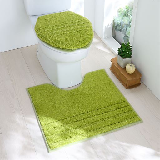 アップルグリーン ※商品はフタカバーです。<br>※トイレマットはCG-521、便座シートはCG-665を使用