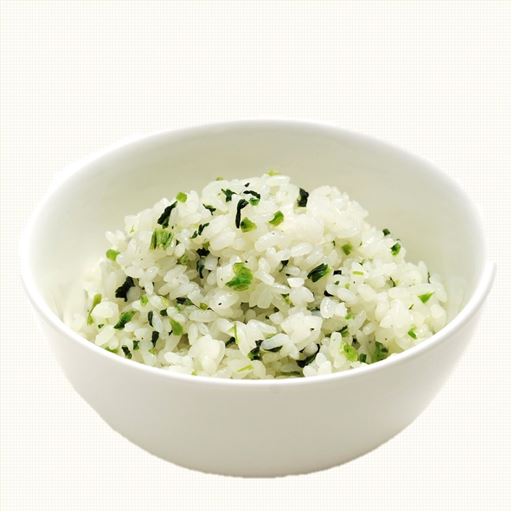 青菜ご飯<br>だいこん葉のシンプルな味と鮮やかな色味が食欲をそそります。