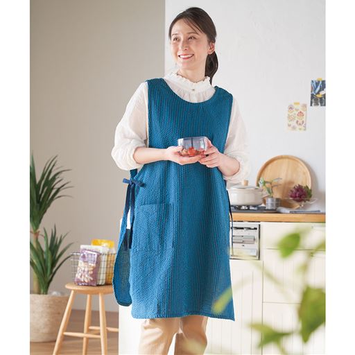 ネイビー<br>夏にぴったりなサッカー生地で汗をかいてもサラッと快適!