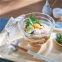 透明なガラスで料理が引き立つ! ガラスの丼鉢です。