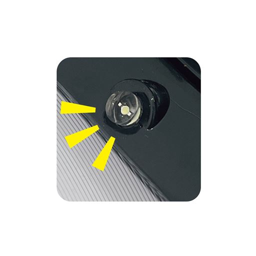 LEDライト付で暗い場所でも。
