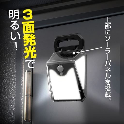 3面発光で明るい!121灯使用例 ※イメージ 最大約750ルーメン(強点灯)