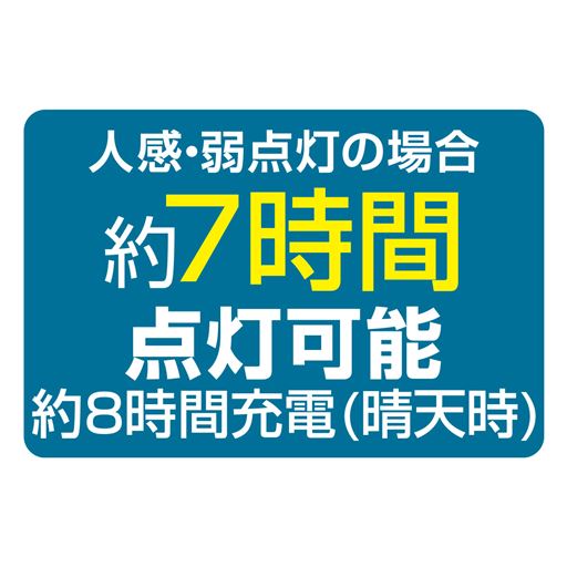 〈30灯〉人感・弱点灯の場合約7時間点灯可能