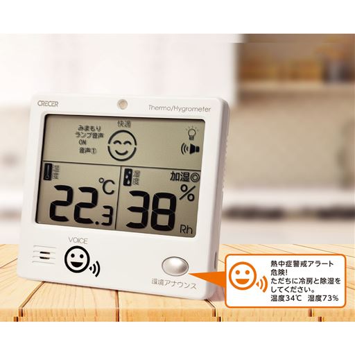 ボタンを押すとお部屋の状態をしゃべってお知らせ。