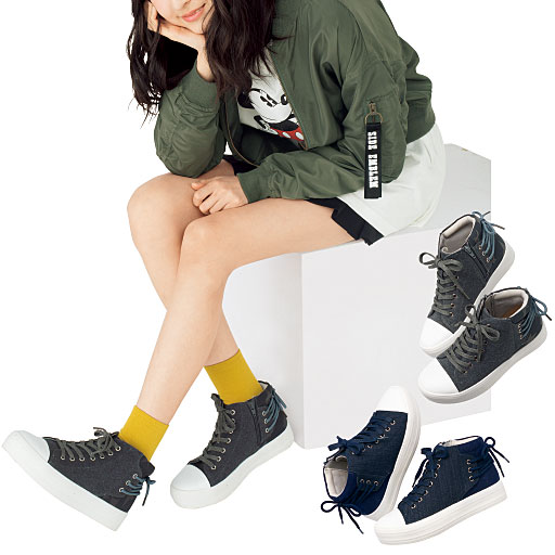 レースアップハイカットスニーカー セシール Cecile レースアップハイカットスニーカー セシール Cecile
