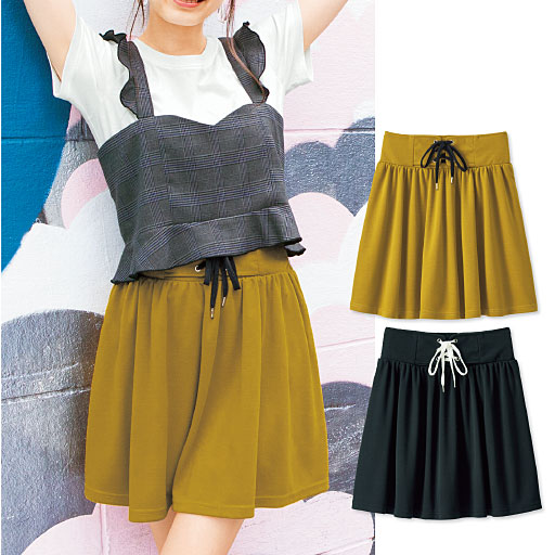 レースアップスカート インナーパンツ仕様 セシール Cecile