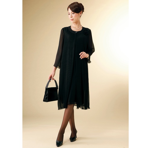 フォーマルワンピース コサージュ付 セシール Cecile