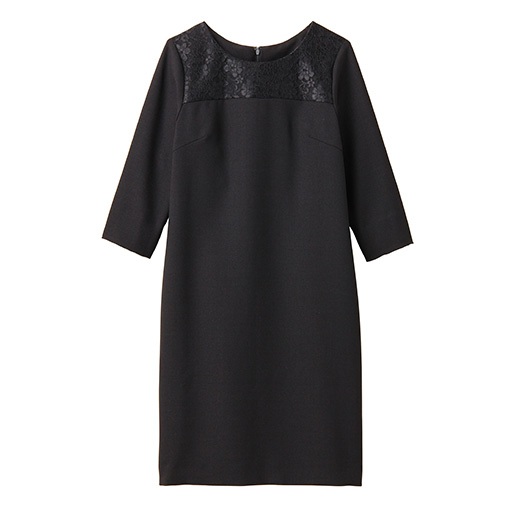 ノーカラージャケット レース使いワンピース セシール Cecile