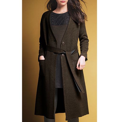ニットガウンコート ベルト付き セシール Cecile ニットガウンコート ベルト付き セシール Cecile