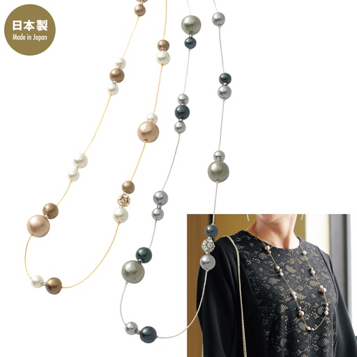 コットンパールロングネックレス 日本製 セシール Cecile