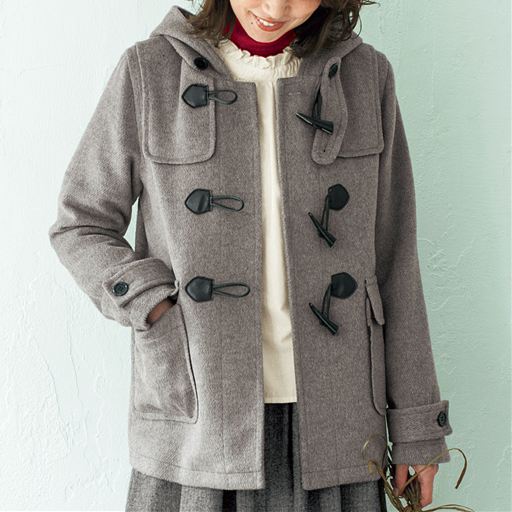 ウール混のダッフルコート ウール混 手洗いok セシール Cecile