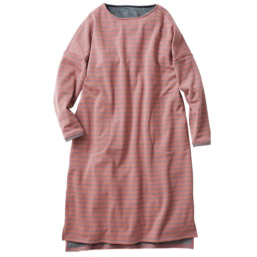 裏起毛のすっぽりあったか可愛いボーダーワンピ ルームワンピース セシール Cecile