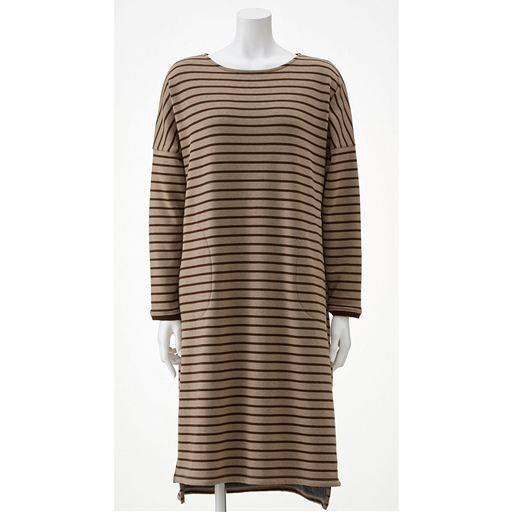 裏起毛のすっぽりあったか可愛いボーダーワンピ ルームワンピース セシール Cecile