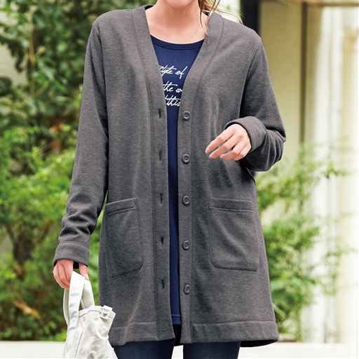 なめらか裏シャギーロングカーディガン L 8l セシール Cecile