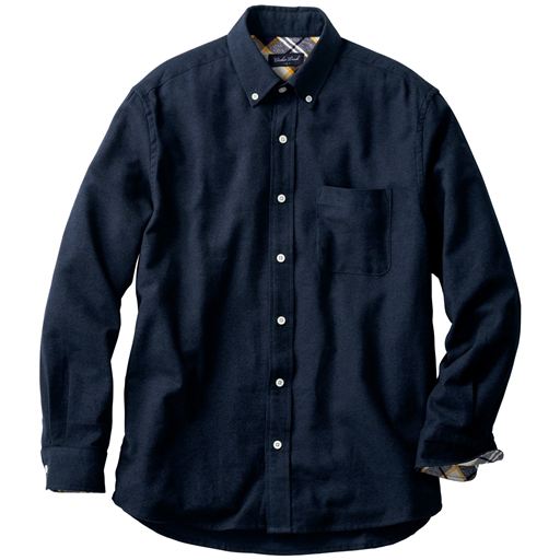 綿100 のあったか微起毛素材 無地調フランネルシャツ セシール Cecile