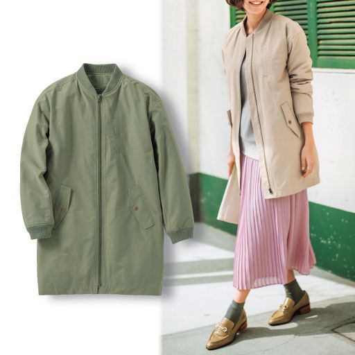中綿ライナー付きロングma 1コート 手洗いok セシール Cecile