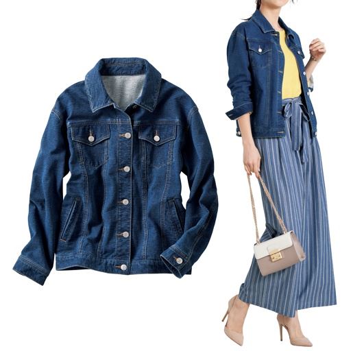 ニットデニムgジャン 綿100 洗濯機ok セシール Cecile