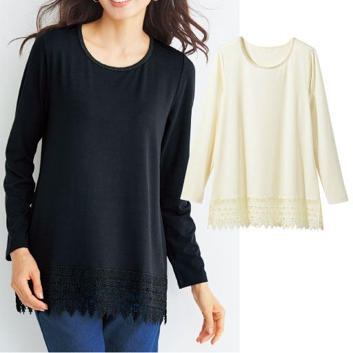 裾レースtシャツ セシール Cecile