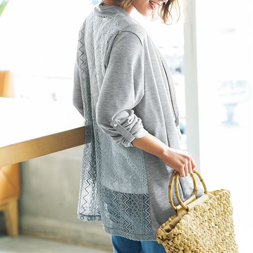 バックレースカーデ 異素材使いタンクトップ セシール Cecile バックレースカーデ 異素材使いタンクトップ セシール Cecile