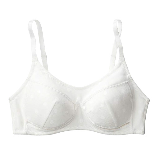 フルカップブラジャー(通学ブラR)<br><br>オフホワイト(ドット柄)