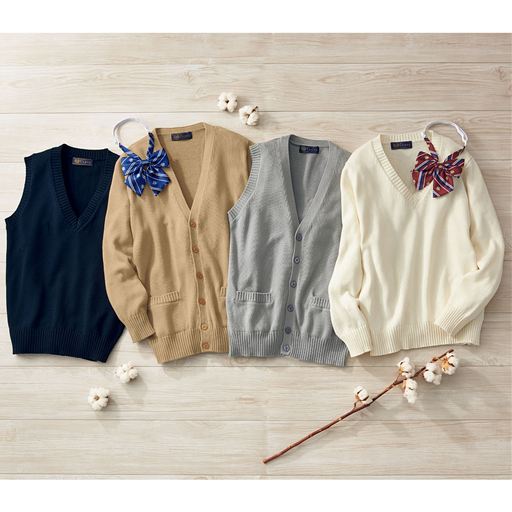 シリーズ商品<br><br>同素材の「ベスト」「カーディガン」「前開きベスト」「Vネックセーター」があります。