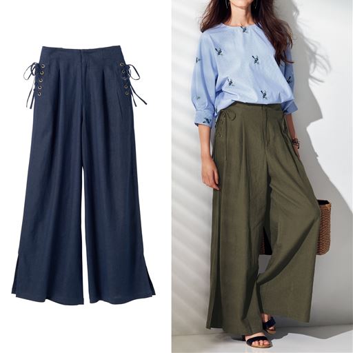 レーヨンリネンワイドパンツ セシール Cecile