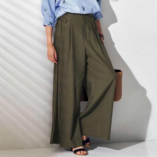 レーヨンリネンワイドパンツ セシール Cecile