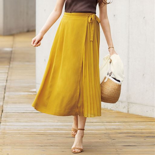 プリーツ使いラップスカート セシール Cecile