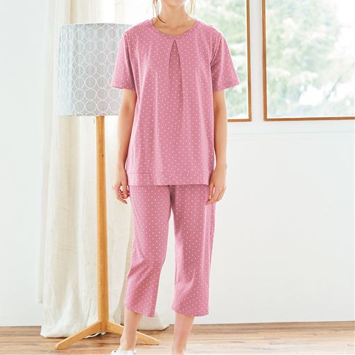 綿100 半袖tタイプパジャマ ドット柄 セシール Cecile 綿100 半袖tタイプパジャマ ドット柄 セシール Cecile