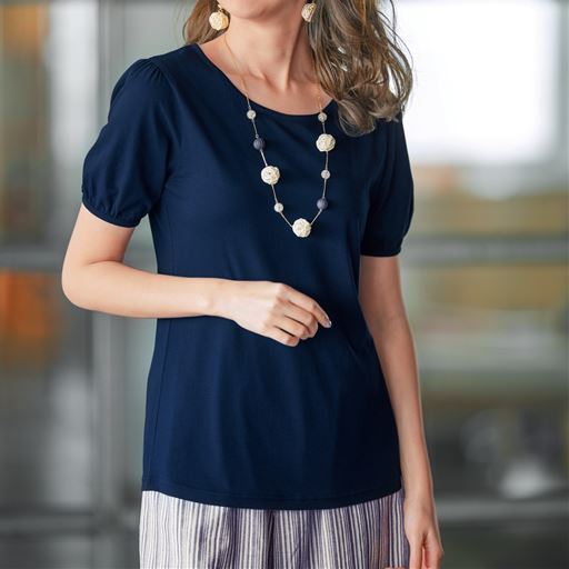 テンセル 繊維混クルーネックtシャツ 消臭テープ付き セシール Cecile テンセル 繊維混クルーネックtシャツ 消臭テープ付き セシール Cecile