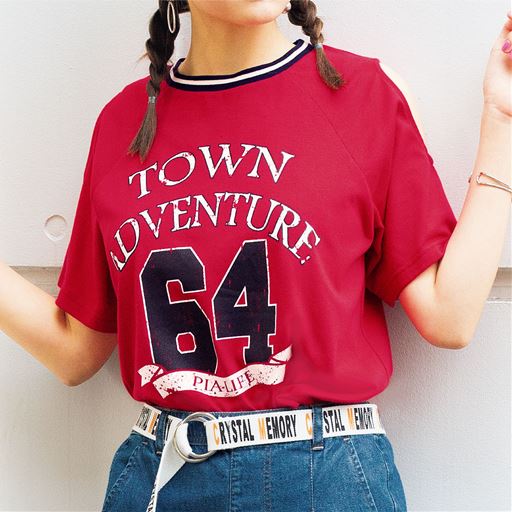 リブライン肩あきtシャツ セシール Cecile