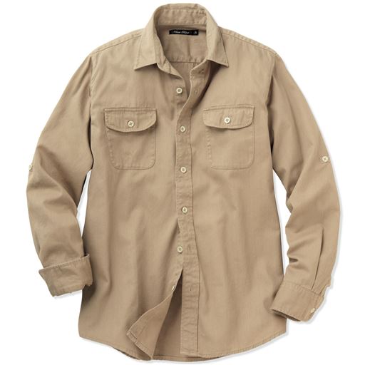 綿100 ツイルロールアップシャツ セシール Cecile