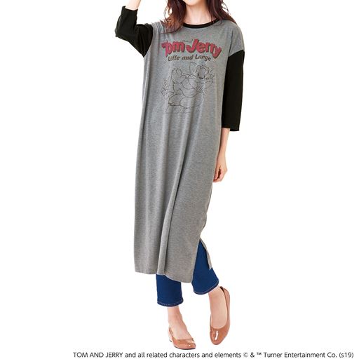 7分袖tシャツワンピ トムとジェリー セシール Cecile 7分袖tシャツワンピ トムとジェリー セシール Cecile