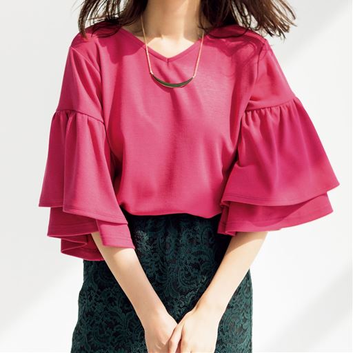 袖フリルカットソー セシール Cecile