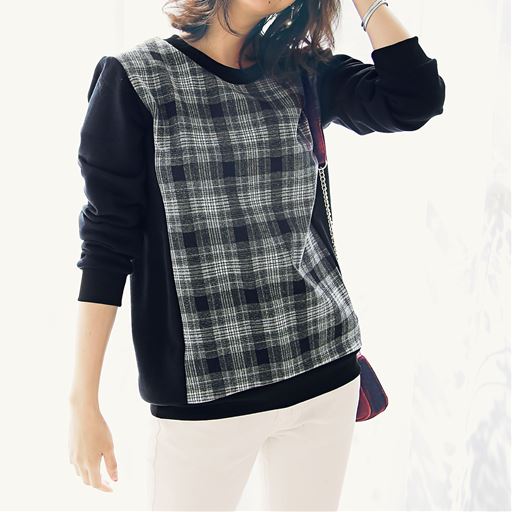 チェック柄チュニックカットソー セシール Cecile