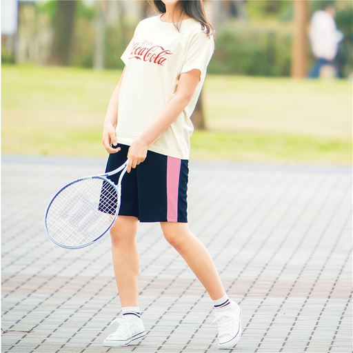 ライン入りジャージハーフパンツ セシール Cecile ライン入りジャージハーフパンツ セシール Cecile