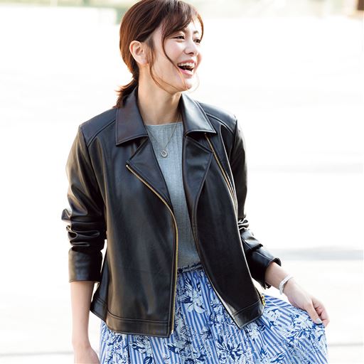 フェイクレザーライダースジャケット セシール Cecile フェイクレザーライダースジャケット セシール Cecile